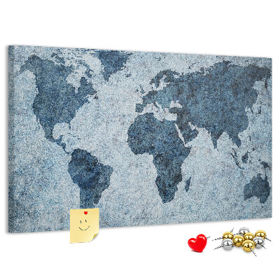 Cork memo board Painted world map
