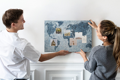 Cork memo board Painted world map