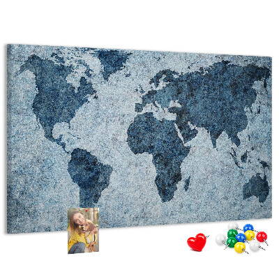Cork memo board Painted world map