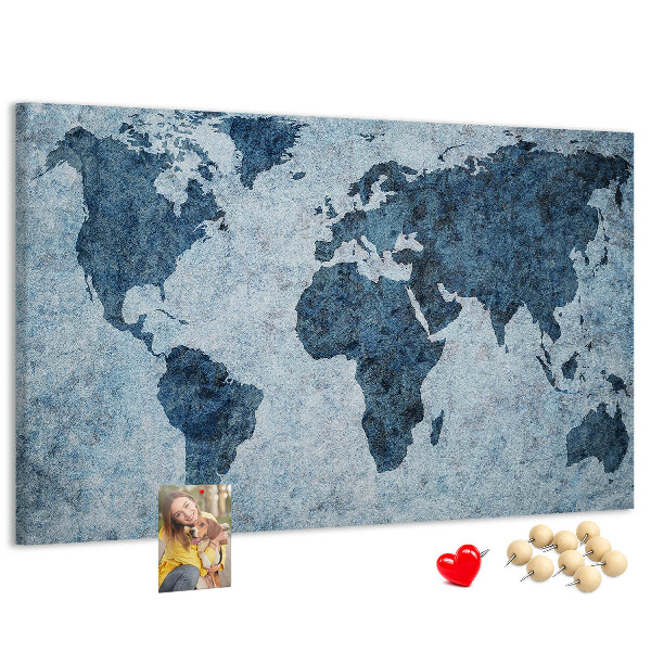 Cork memo board Painted world map