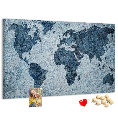 Cork memo board Painted world map