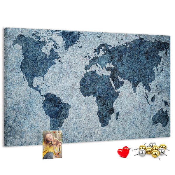 Cork memo board Painted world map