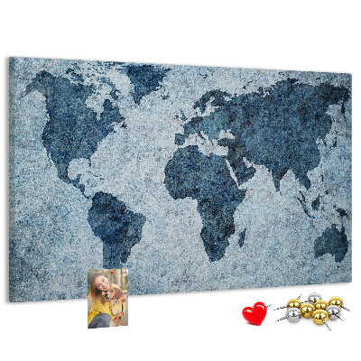 Cork memo board Painted world map