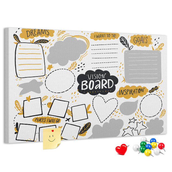 Cork board New Year's goals