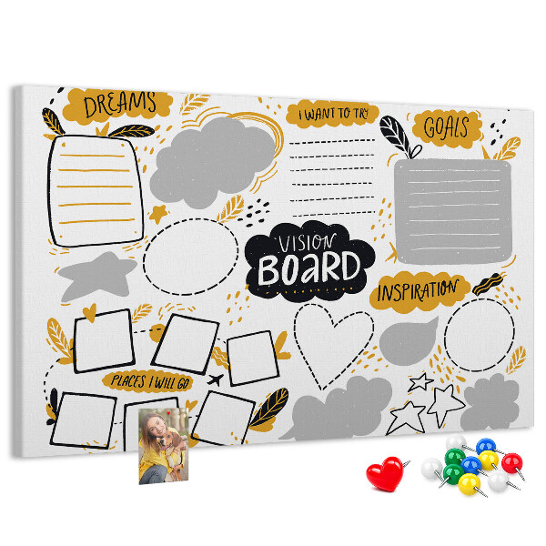 Cork board New Year's goals