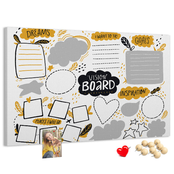 Cork board New Year's goals