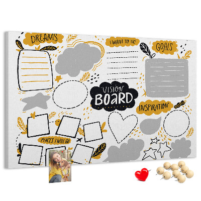Cork board New Year's goals