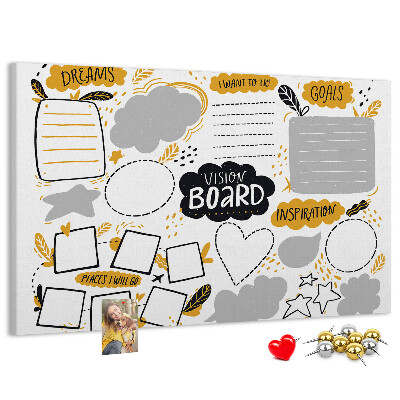 Cork board New Year's goals