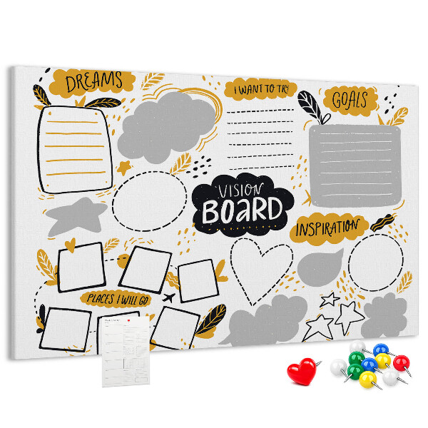 Cork board New Year's goals