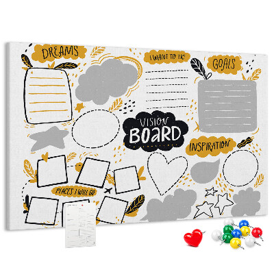 Cork board New Year's goals