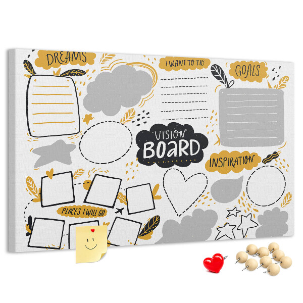 Cork board New Year's goals