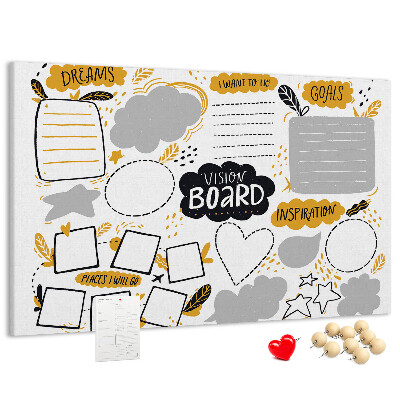 Cork board New Year's goals