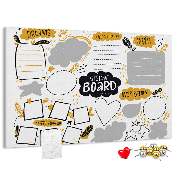 Cork board New Year's goals
