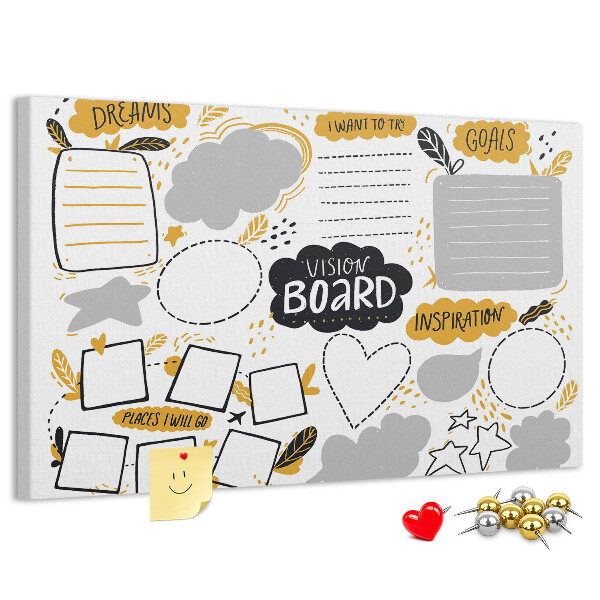 Cork board New Year's goals