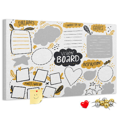 Cork board New Year's goals
