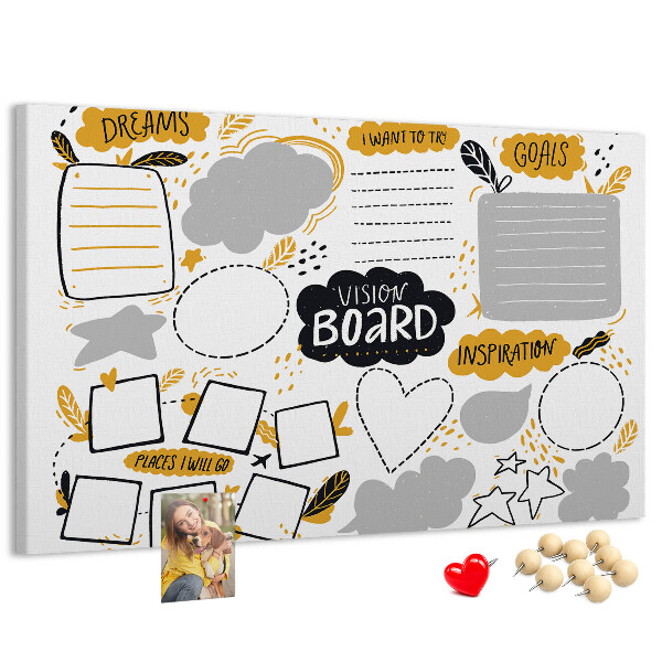 Cork board New Year's goals