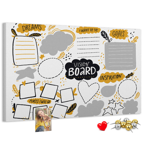 Cork board New Year's goals