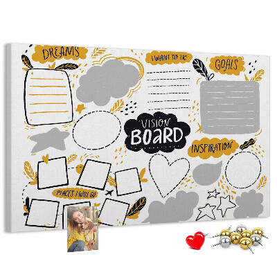 Cork board New Year's goals