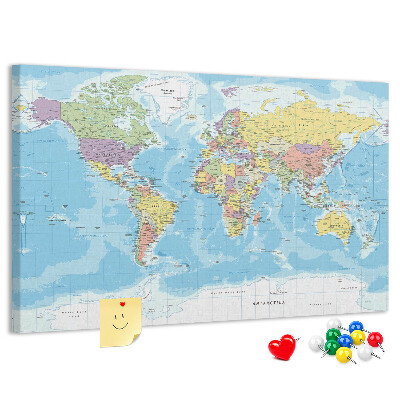 Cork memo board Political world map