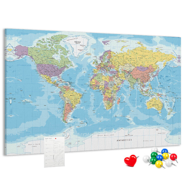 Cork memo board Political world map