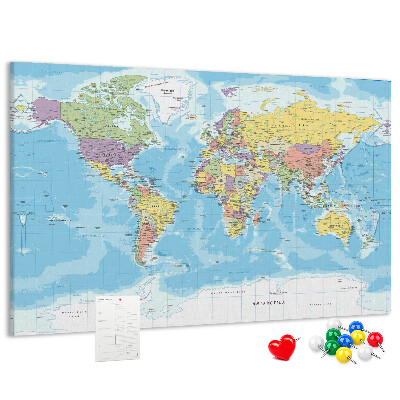 Cork memo board Political world map