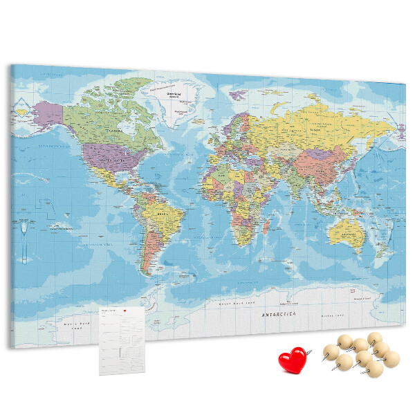 Cork memo board Political world map