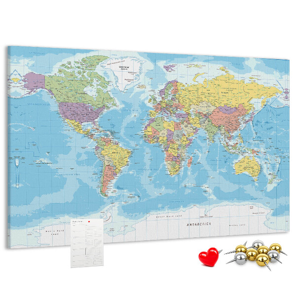 Cork memo board Political world map
