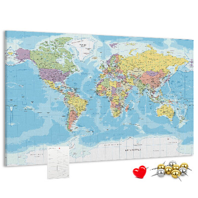Cork memo board Political world map
