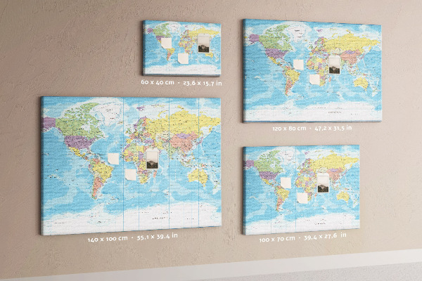 Cork memo board Political world map