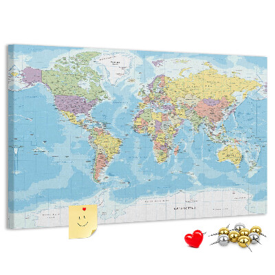 Cork memo board Political world map