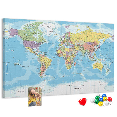 Cork memo board Political world map