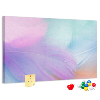 Cork memo board Colorful feathers