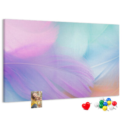 Cork memo board Colorful feathers