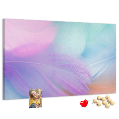Cork memo board Colorful feathers