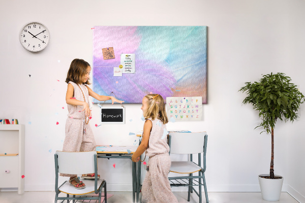Cork memo board Colorful feathers