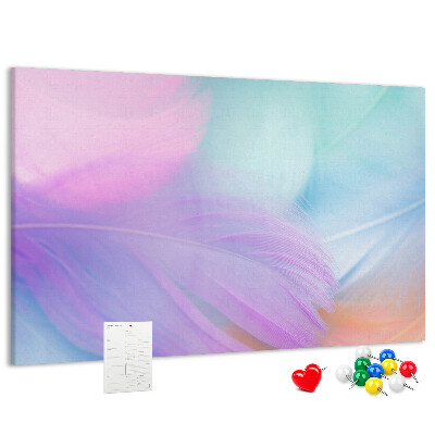 Cork memo board Colorful feathers