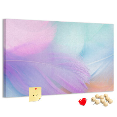 Cork memo board Colorful feathers