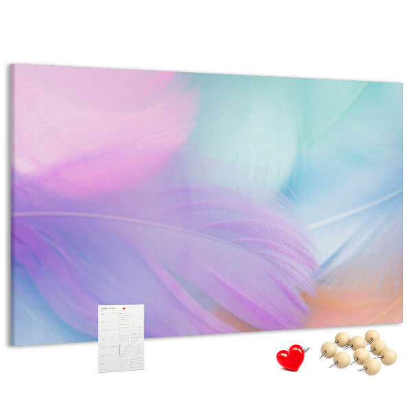 Cork memo board Colorful feathers