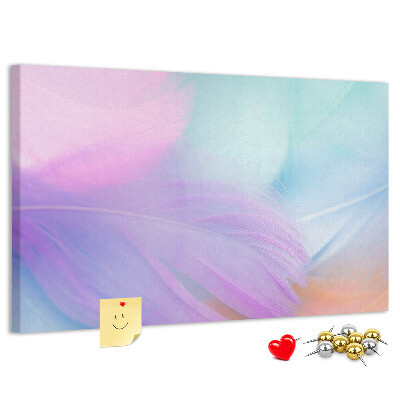 Cork memo board Colorful feathers