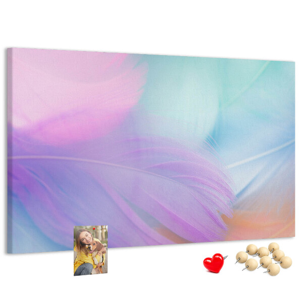 Cork memo board Colorful feathers