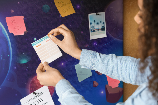 Cork board Galaxy planets