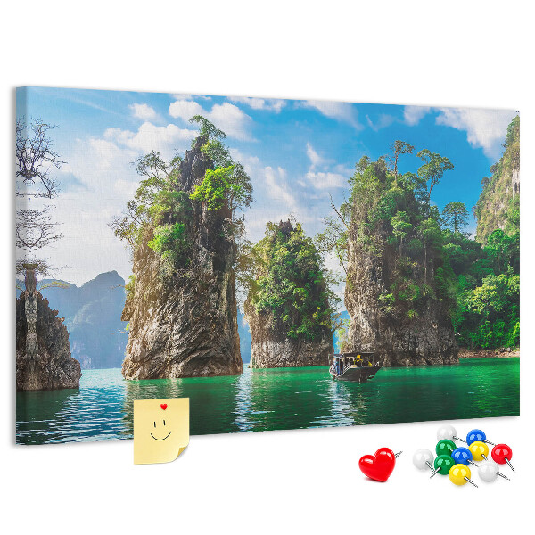 Cork memo board Lake trees nature