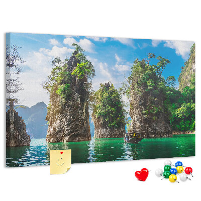 Cork memo board Lake trees nature