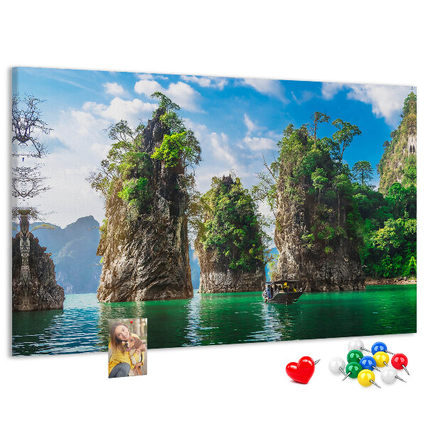 Cork memo board Lake trees nature