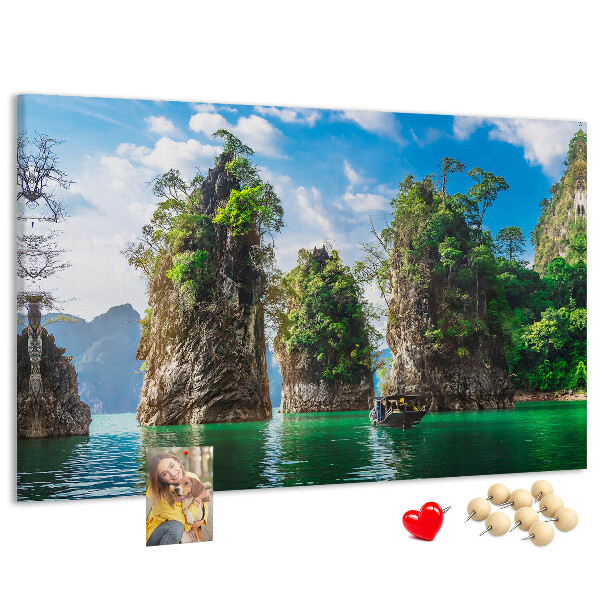 Cork memo board Lake trees nature