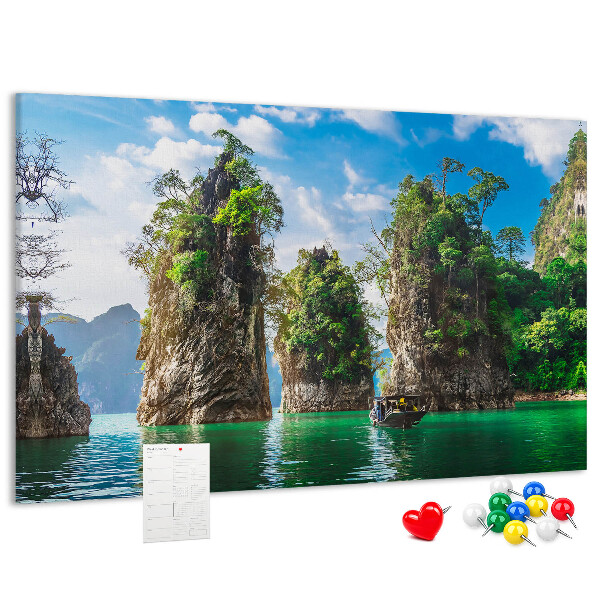Cork memo board Lake trees nature