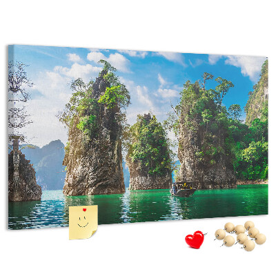 Cork memo board Lake trees nature