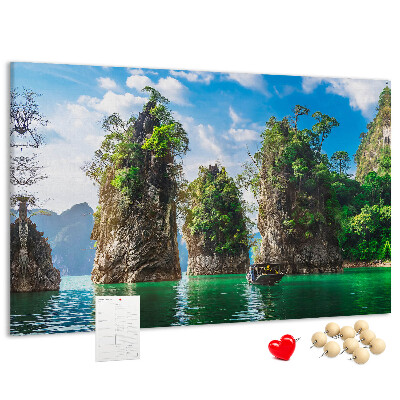 Cork memo board Lake trees nature