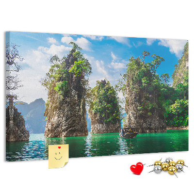 Cork memo board Lake trees nature