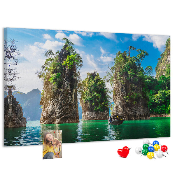 Cork memo board Lake trees nature